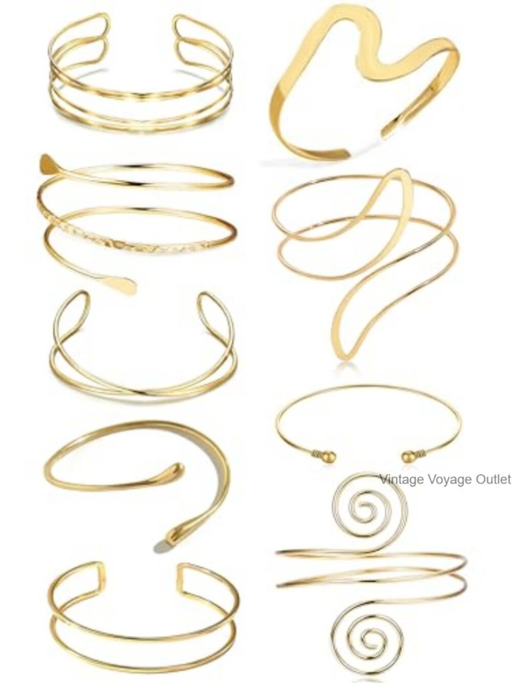Copper Arm Cuff Set 9 Pcs Adjustable Upper Arm Bands Bracelets Women